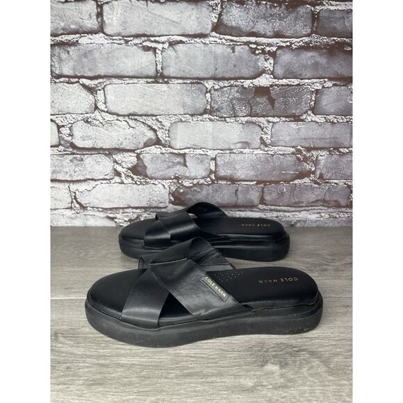 Cole Haan Black Leather Wedge Slip-On Comfort Women Sz 7B US/38EU - Picture 5 of 11